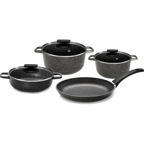 Batteria di Pentole 7 Pezzi in Alluminio Pressofuso Antiaderente Olympia Hard Cook Big (1/5)