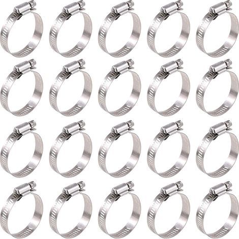 20 verstellbare Schneckengetriebe-Schlauchschellen (27-51 mm) aus Edelstahl 304
