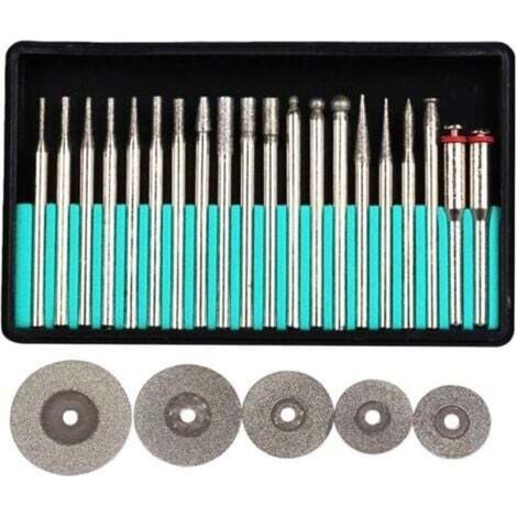 Set di mini dischi da taglio diamantati Enowelir, assortimento di punte da trapano diamantate per Dremel, utensili multifunzione Proxxon - utensili rotanti a 3 gambi (1/4)