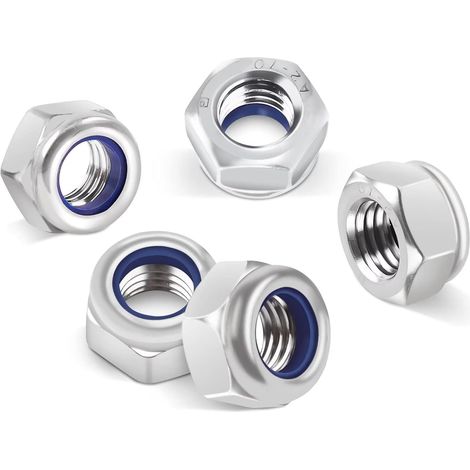 Ecrou M4 Inox  Leryati 50 pièces Écrou Nylstop Inox M4, A2 V2A Écrous Autobloquant (DIN 985 / ISO 105110) Ecrous Frein Hexagonal de Blocage en Nylon, Filetage Métrique Standard Frein