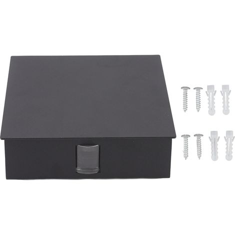 Luminaire mural LED aluminium blanc chaud 6W 2LED lueur haut/bas décoratif étanche AC85-265V coque carrée noire (1/5)