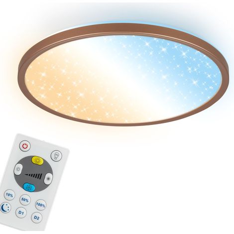 Briloner LED Deckenlampe Fernbedienung 30x4 cm Rund 18W 2400lm 3000K-6500K Warmweiß bis Tageslichtweiß Dimmbar Coffee - Deckenleuchte Wohnzimmer Schlafzimmer Büro