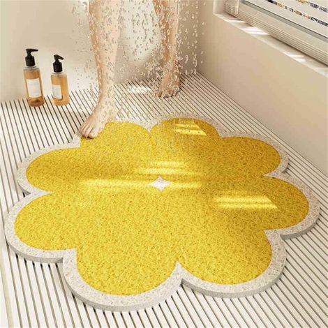 Bardusch-Tapis de douche 50x50 cm, motif trèfle, PVC luffa, drainage, jaune. (1/5)