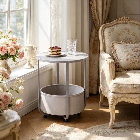 Tavolo rotondo con contenitore grigio OKMYHOME (1/4)
