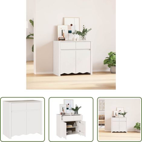 Holzkommode - Sideboard Drammen Weiß 79 x 43 x 75,5 cm Massivholz Kiefer (1/5)