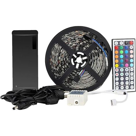 LED Strip 5050 SMD RGB 5m ruban lumineux bande Kit bande LED étanche IP65 en noir PCB avec télécommande DC 12 V Alimentation (1/5)