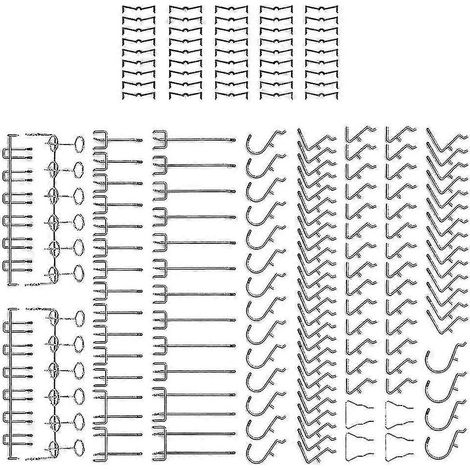 165 crochets pour panneaux perforés, accessoires pour panneaux perforés, crochets pour panneaux perforés (1/5)