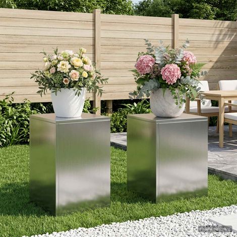 vidaXL Soporte de plantas 2 pcs Plateado 30 x 30 x 40 cm (1/5)