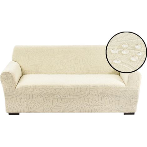 Housse de canapé extensible jacquard (couverture intégrale) — Beige — Convient aux canapés de 185 à 230 cm de long (1/2)