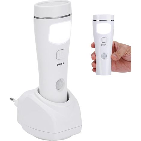 Lampe Torche Détecteur de Mouvement Interieur, Lampe de Poche Murale Rechargeable, Lampe Prise Rechargeable Secteur pour pannes de courant, urgences, intérieur et extérieur (1/5)