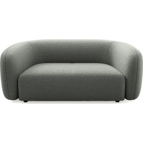 BAHIA - Canapé droit tissu bouclette 2 places Gris foncé (1/5)