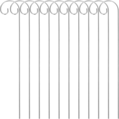 Shepherd Hooks Made of Metal, Weatherproof Garden Stakes for Plant Labels, 30 cm, Robust Holders for Lanterns and Outdoor Decoration, Silver Metal Rods, Pack of 40 (1/5)