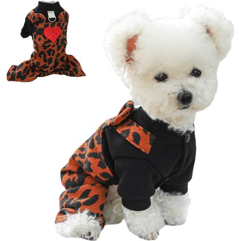 1 pyjama pour chien, polyester doux et élastique, marron, taille S/M/L/XL, adapté aux chiens petits et moyens comme Chihuahua, Yorkshire, Bouledogue français