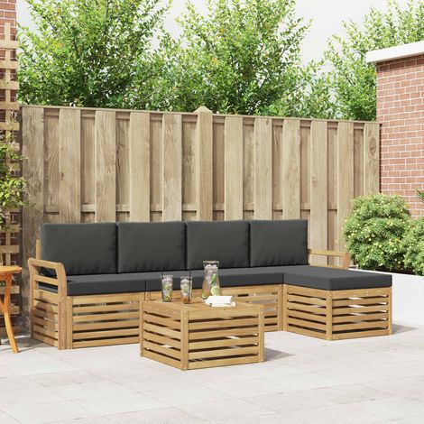 vidaXL Outdoor-Sofagarnitur 6 pcs Weiß und Anthrazit 59 x 59 x 37 cm (1/5)