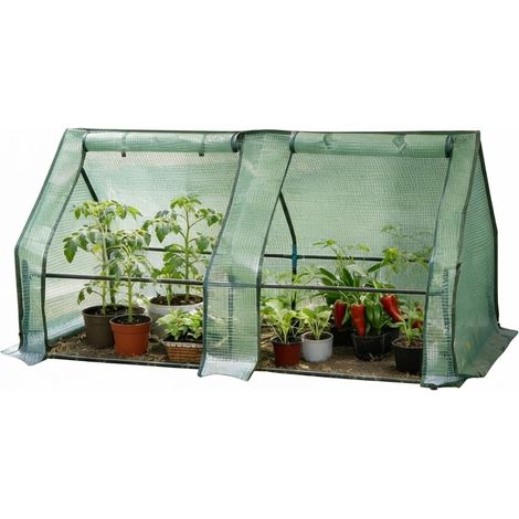 ELVMI Invernadero Túnel de Jardín con 2 Puertas Enrollables con Cremallera, Acero y PE Verde 180 x 90 x 90 cm (1/5)