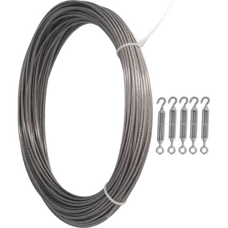 Kit de crochets de suspension extérieurs, câble et douilles en acier inoxydable 304 pour guirlande lumineuse et garde-corps (1/5)