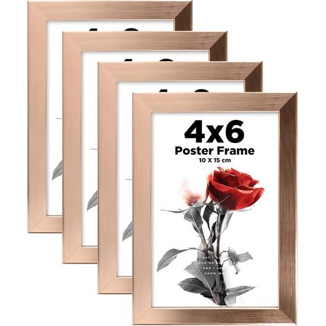 Bilderrahmen 10x15 Holzrahmen Acrylglas Tisch 10x15 cm 4er Rose Gold (1/5)