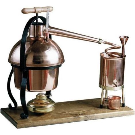 DISTILLATORE ALAMBICCO LUSSO IN RAME CON TERMOMETRO FORNELLO BICCHIERE 2,8LT 01499