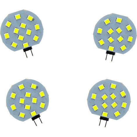 Set 4 Lampadina tonda a piastra 12 led g4 2 watt lampada slim tonda luce fredda 6500k (1/4)