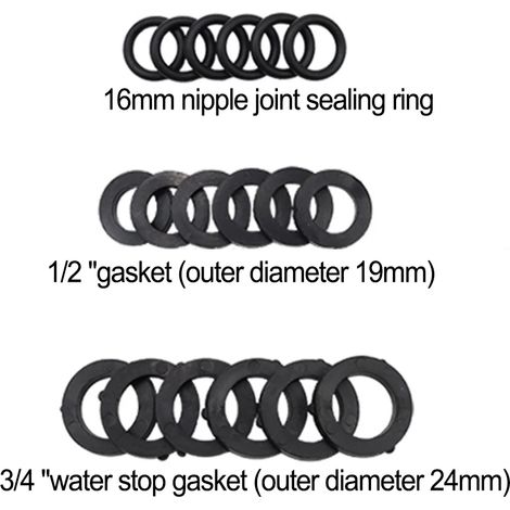 Lot de 25 joints toriques pour tous les systèmes de tuyaux de 1/2" et 3/4". Interface pour pistolet d'arrosage. Joints toriques en caoutchouc EPDM de haute qualité. Outils de jardin.