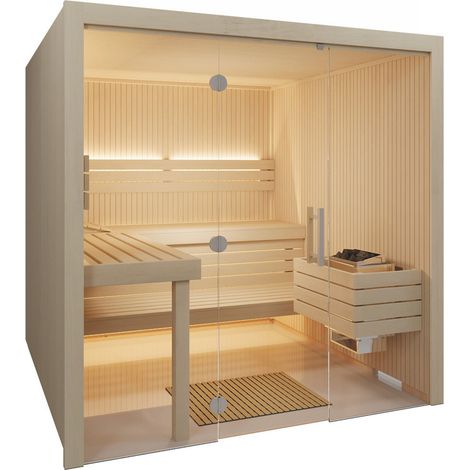 Infraworld Gracil Elementsauna in Espe Saunakabine Stäbchen-Optik 210x210x210cm (1/5)