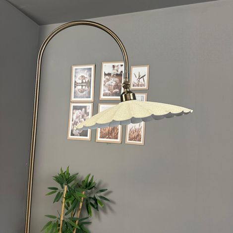 Lampadaire BRisso Métal Moderne E27 Largeur 30 cm Abat-jour Réglable Tablette Variateur (1/4)