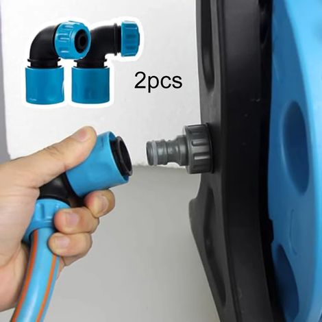 Raccord rapide coudé (2 pièces) pour système d'irrigation de jardin et lavage auto, tuyau de 1/2 pouce (12,5 mm), raccord d'eau coudé. (1/5)