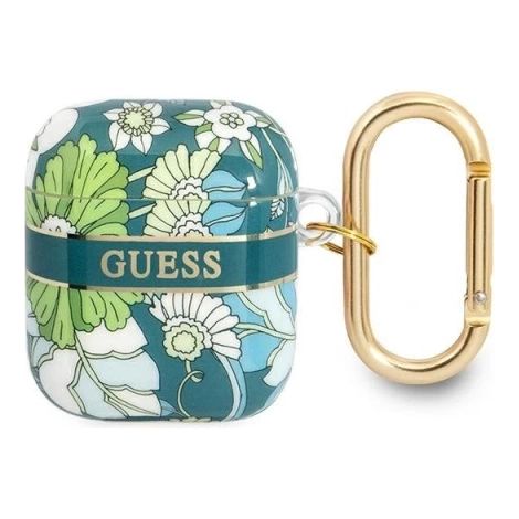 Guess GUA2HHFLN Coque AirPods 1/2 verte/verte Collection de bracelets à fleurs (1/4)