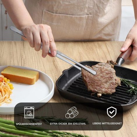 Pinces à griller inoxydable - 2 pièces, 30cm - Convient pour cuisine, gril, pâtisserie Étiquette (1/5)