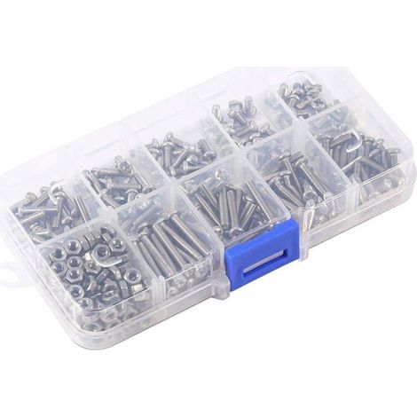 Ensemble de 340 vis et boulons à tête fraisée Phillips M3, entièrement filetés, en acier inoxydable 304. (1/3)