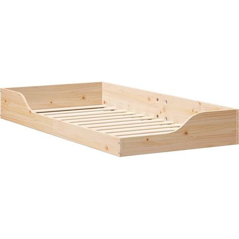 Lit simple,Lit adulte,Cadre de lit surélevé Marron 75 x 190 cm Bois massif en pin CFW1224738 (1/5)