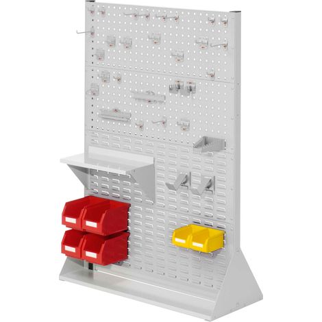 Kappes ®RasterPlan Stellwände doppelseitig Größe 4 - 6x Lochplatten 2x Schlitzplatten 1x Zubehörsortiment 37-teilig Lichtgrau RAL 7035