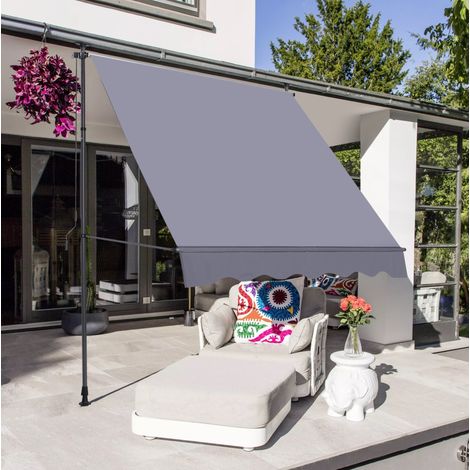 Klemmmarkise 200x150x220-310 cm dunkelgrau aus Aluminium, Metall und Polyester höhen- und winkelverstellbar (1/5)