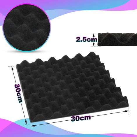 Wolketon 24X Mousse acoustique Mousse Acoustique pour Podcasting, Studios d'enregistrement, Bureaux,Motif ondulé 30x30x2.5cm