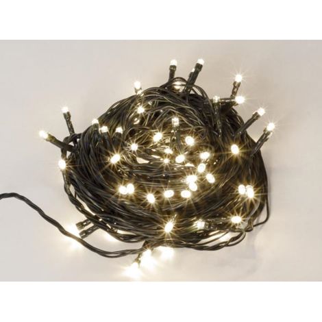 Leuchtende LED-Lichterkette - 12 m - 80 weiße Lampen - Grüner Kabel - Dimmer - 24 V
