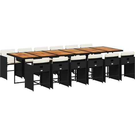 Maison Exclusive - Set da Pranzo da Giardino 13pz con Cuscini Nero in Polyrattan