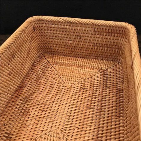 2X Panier en Osier en Rotin Tissé à la Main, Thé Aux Fruits, Panier à Pain, Boîte de Rangement Rectangulaire pour Cosmétiques, (1/3)