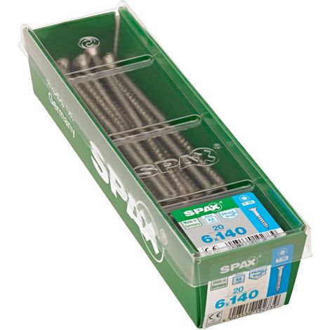 Set di 20 viti SPAX in acciaio inox testa svasata torx, Diam.6 mm x L.140 mm SPAX