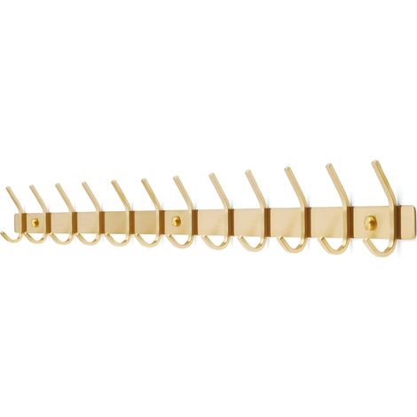 TOJ Living Porte-manteau mural 24 crochets – Patère murale / porte-serviettes – Style industriel & moderne – Acier inoxydable – 94 cm – doré (1/5)