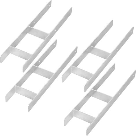 Base per palo a H KOTARBAU® per installazione a parete, staffa di ancoraggio in acciaio zincato, 150 mm, set da 4 pezzi