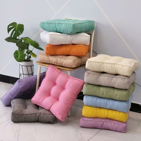 Coussin Chaise - 40 x 40 x 10 cm - Coton Polyester - Pour Jardin Bureau Salle À Manger - Orange - 1 Pièce (1/5)