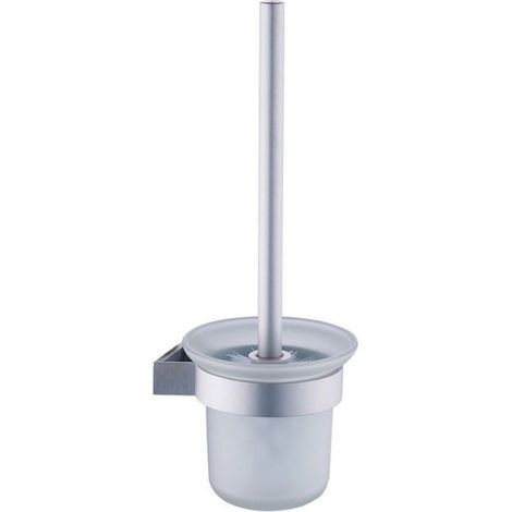 1 Porte-brosse WC, Inox 304, Verre, Montage mural sans perçage, Salle de bain