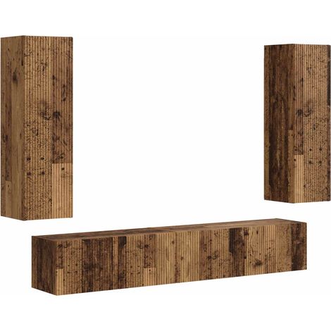 Maison Exclusive - TV-Schrankset Wandmontiert 3 pcs Altholz Holzw