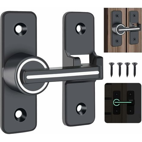 Cerradura iluminada para puerta corredera, cerrojo de seguridad de 180°, aleación de zinc negro mate, fácil instalación con tornillos incluidos. (1/5)