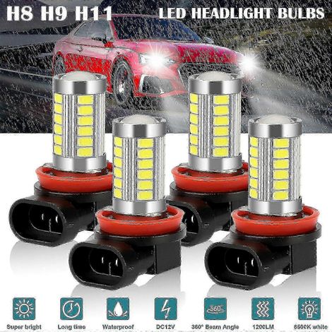 Kit de 4 ampoules LED H11 H9 H8 pour phares (feux de route/croisement, antibrouillards, blanc xénon 6500K) (1/5)