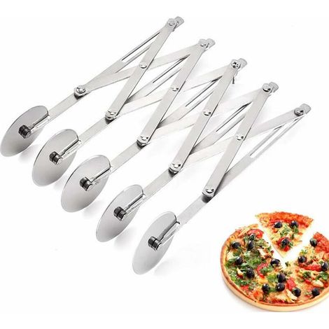 5 Wheel Pastry Cutter, Stainless Steel Extendable Pizza Cutter (1/4)
