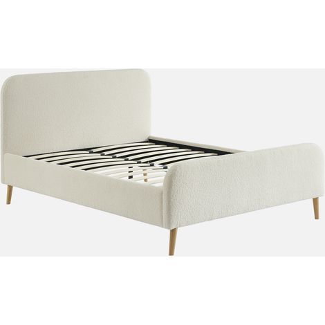 Letto con rete e testiera imbottita bouclé, 190cm