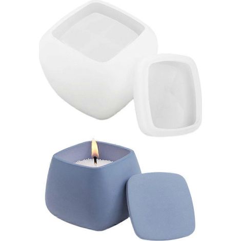 Moule silicone carré pour bougie, gobelet résine, moule à pot rectangulaire pour résine époxy, moulage DIY facile, forme géométrique, réutilisable, parfait pour création artisanale. (1/4)