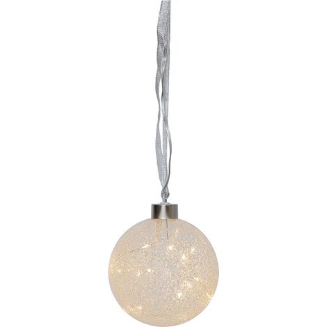Boule de Noël LED Star Trading 'Glow Snow', piles + minuteur, décoration lumineuse suspendue, aspect glacé, Ø 10 cm (1/4)