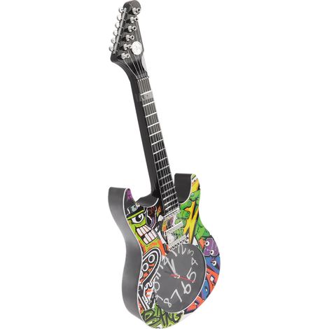 Horloge murale en forme de guitare, simulation de l'heure, précision, décoration murale pour la maison, la chambre ou le dortoir, modèle 5680CC avec support. (1/5)